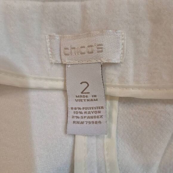 Chico's Women's Off White Poly/Rayon/Spandex Fleece Button Front Jacket - Picture 12 of 12